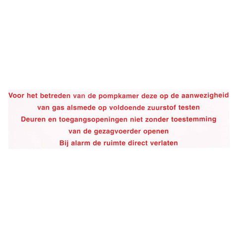 STICKER BETREDEN POMPKAMER 25 X 7 CM