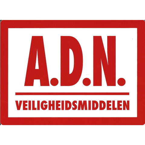 STICKER A.D.N. VEILIGHEIDSMIDDELEN 17 X 13 CM