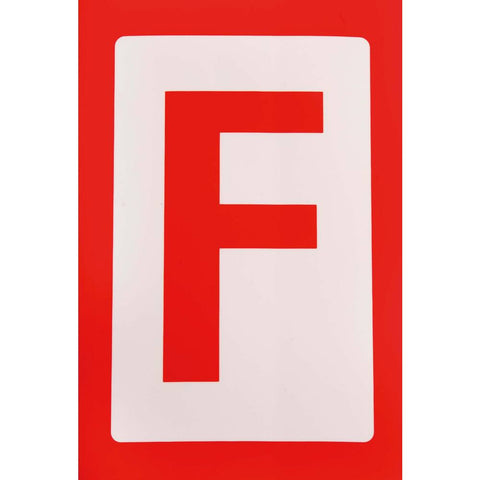 STICKER F (ROOD OP WIT) 17 X 11 CM