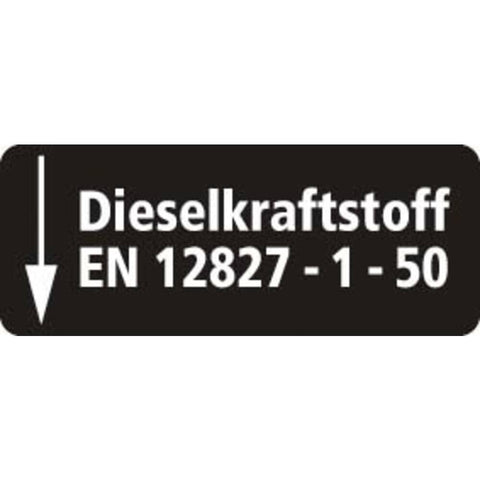 STICKER DIESELKRAFTSTOFF EN 12827-1-50 (DUITS) 10 X 4 CM