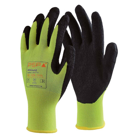 HANDSCHOEN PSP 10-125 ALLROUND LATEX LITE PRO HI-VIS GEEL