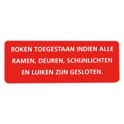 STICKER ROKEN TOEGESTAAN INDIEN 6,5 X 2,5 CM