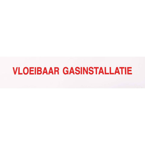 STICKER VLOEIBAAR GASINSTALLATIE 17 X 4 CM