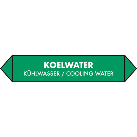 LEIDINGSTICKER KOELWATER (NEDERLANDS, ENGELS, DUITS) 15 X 3 CM