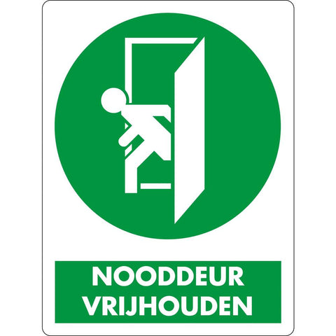 STICKER NOODDEUR VRIJHOUDEN 18 X 22 CM