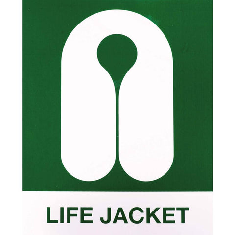STICKER REDDINGSVEST MET TEKST LIFEJACKET (ENGELS) 4,5 X 4,5 CM