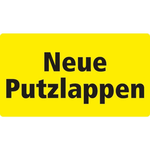 STICKER NEUE PUTZLAPPEN (DUITS) 18 X 10 CM