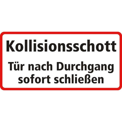 STICKER KOLLISIONSSCHOTT TÜR NACH DURCHGANG SOFORT SCHLIESSEN (DUITS) 25 X 12 CM