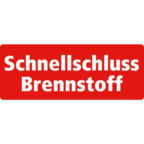 STICKER SCHNELLSCHLUSS BRENNSTOFF (DUITS) 13 X 5 CM