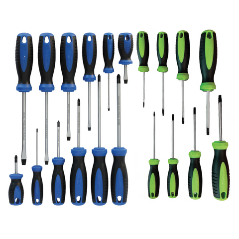 SCHROEVENDRAAIERSET 20 DELIG PHILLIPS/ ZAAGSNEDE/ TORX