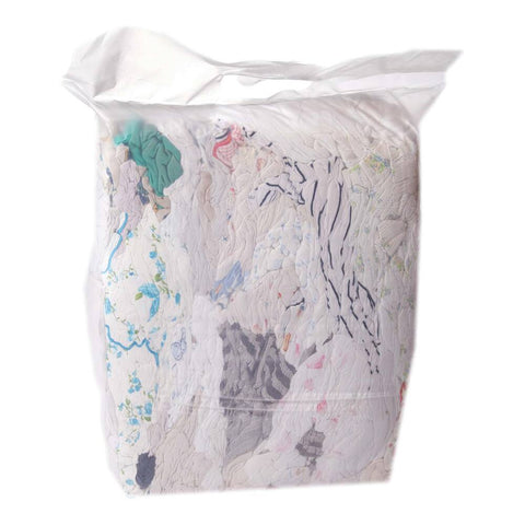 POETSLAPPEN WITTE TRICOT SPECIAAL, GEKLEURD RANDJE